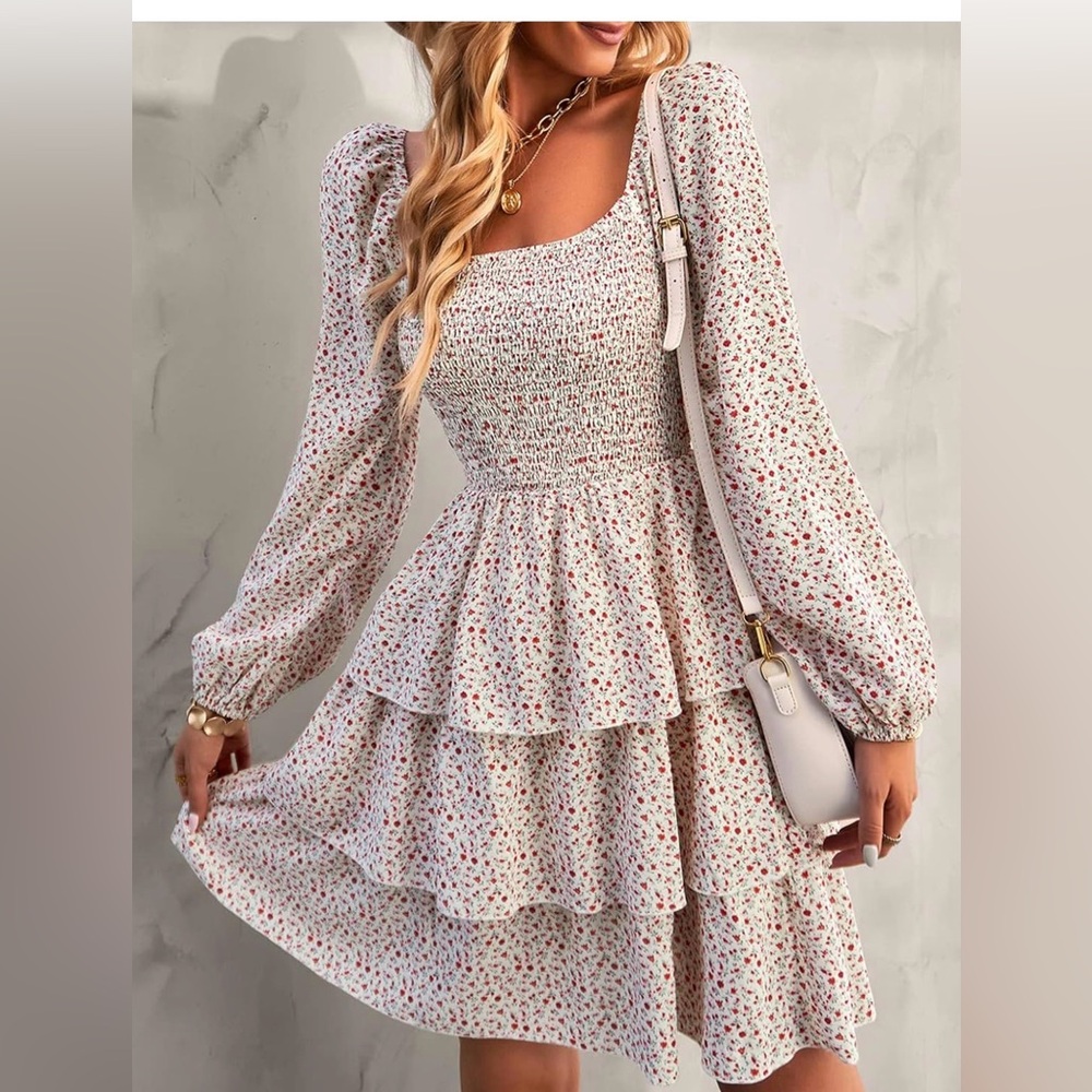 Womens Long Sleeve Mini Boho Dress 13